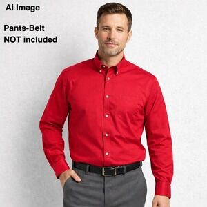 IZOD Wrinkle Free Quick Dry Twill Button Down Shirt Men 17.5 (34/35) Regular Fit